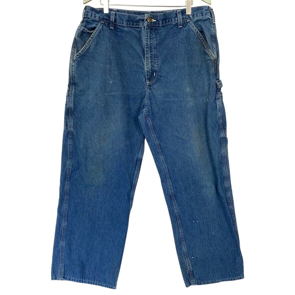 Carhartt Jeans Mens 36x29 B13 DST Original Dungaree Fit Carpenter Utility HEMMED